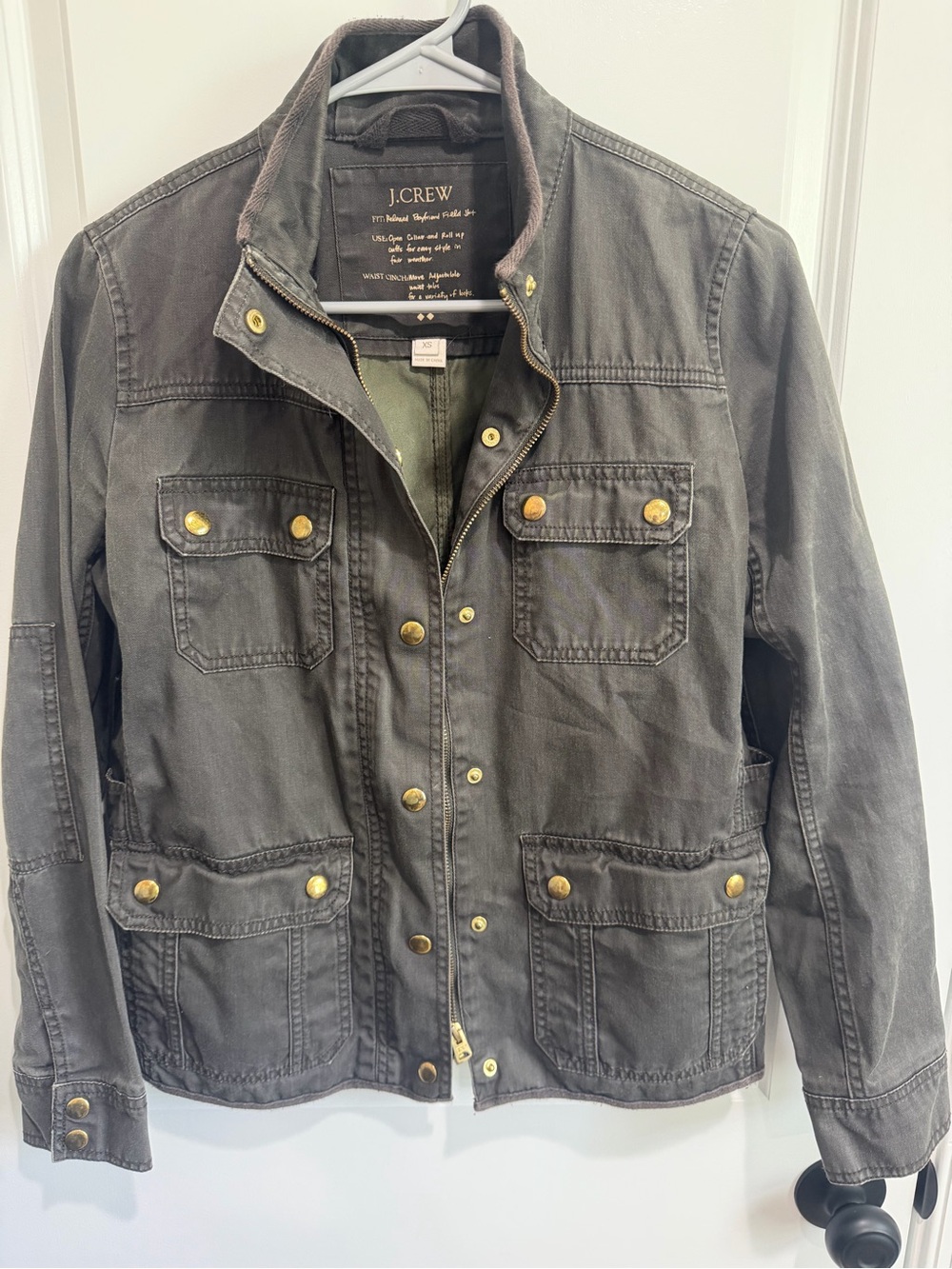 J. Crew Women’s relaxed boyfriend Field Jacket with Brass Buttons - Picture 2 of 4